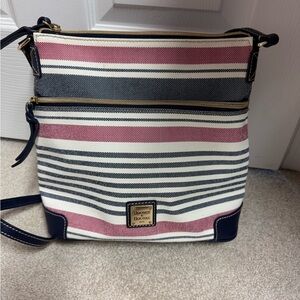 Dooney & Bourke Navy and Red Striped Crossbody Bag